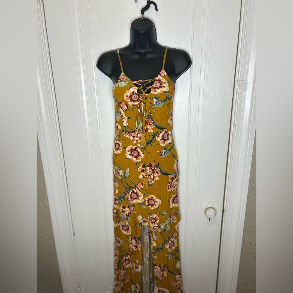 Xhilaration Yellow Floral Maxi Dress